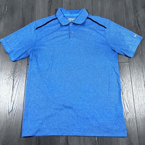 Nike Golf Tour Performance Polo Shirt Mens Medium Blue Swoosh PGA Dri Fit Preppy - Picture 1 of 5